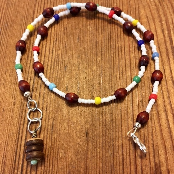 Wood Beaded White Ladies Necklace, Handmade Ladies Necklace - Picture 3 of 7